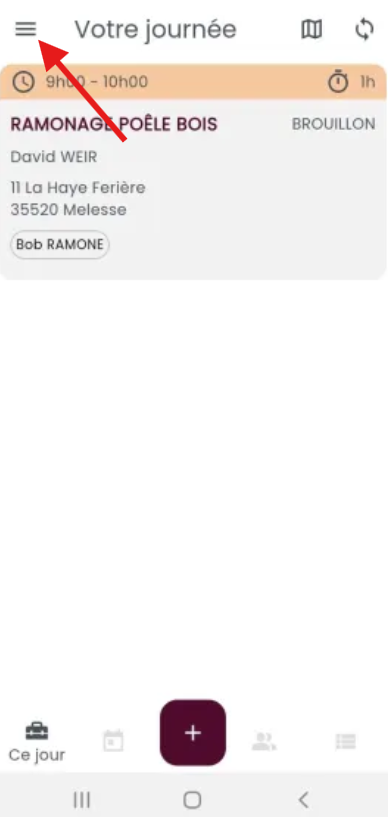 Bouton menu principal mobile